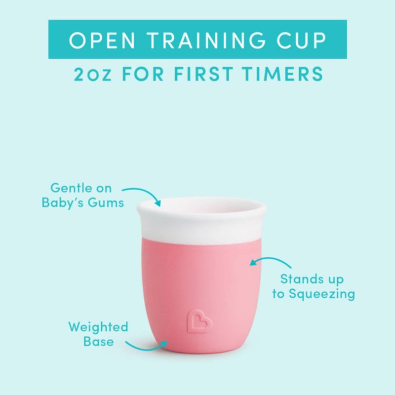 Munchkin C’est Silicone! Open Training Cup with Straw for Babies and Toddlers 6 Months+ Ideal Transition Sippy Cup, Free Flow Sippy Cup to Straw Cup for Baby and Toddler weaning, 4oz / 120ml, Mint