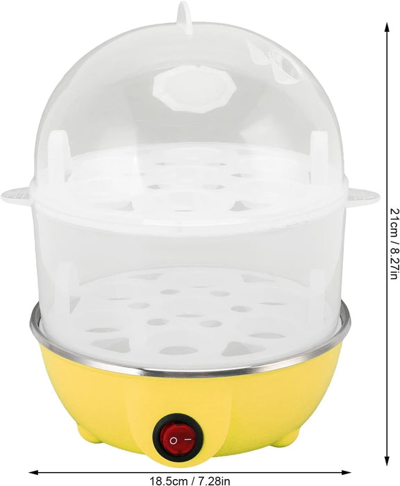 Electric Egg Boiler - Egg Cooker - 350W 2 Layers 14Pcs Eggs A Time Auto Power Off Safe PP Egg Boiler with Measuring Cup for Home(Yellow)
