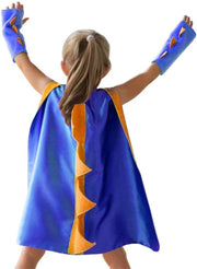 Dinosaur Dragon Cape and Gauntlets Halloween Costume Boy Girl Toddler Dress Up Clothes 3-8 Years Old - Dark Blue