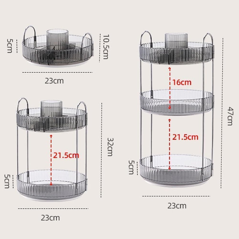Makeup Organize Rotating,Perfume Organize, 360° Luxury Acrylic Makeup Organizer & Skincare Rack Spinning Lazy Susan 3 Tier,Dressing table to display your perfumes and cosmetics. (White-2)