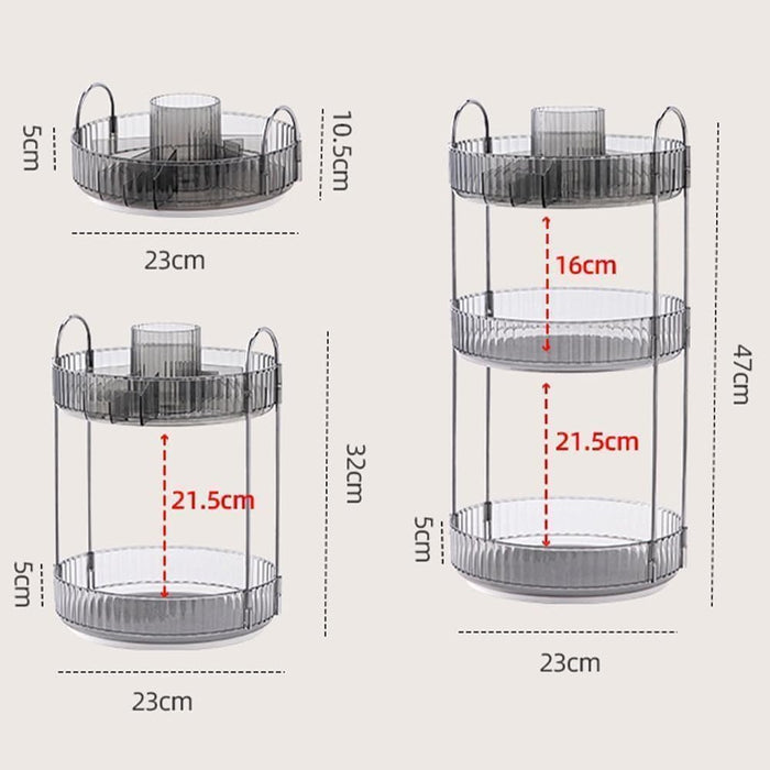 Makeup Organize Rotating,Perfume Organize, 360° Luxury Acrylic Makeup Organizer & Skincare Rack Spinning Lazy Susan 3 Tier,Dressing table to display your perfumes and cosmetics. (White-2)