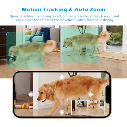 GUOANVISION Indoor Pan/Tilt Security Camera, 5G WiFi Home Cameras for Baby Monitor/Pet Camera, Auto-Focus and Zoom, Motion Detection, 2-Way Audio, Siren, Night Vision, Cloud & SD Card Storage