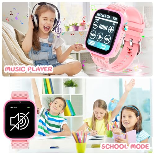 OKYUK 4G Smartwatch, Children's Watch with SIM Card, 47 Exciting Games, Two-Way Call Function, SOS Emergency Call Button, Ideal for Children from 3 to 12 Years, Alternative