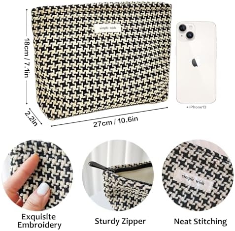 SYOSI Makeup Bag for Women, Cosmetic Pouch Travel Makeup Bag Large Capacity Canvas Makeup Bag Makeup Organizer Bag with Zipper for Women and Girls (Leopard)