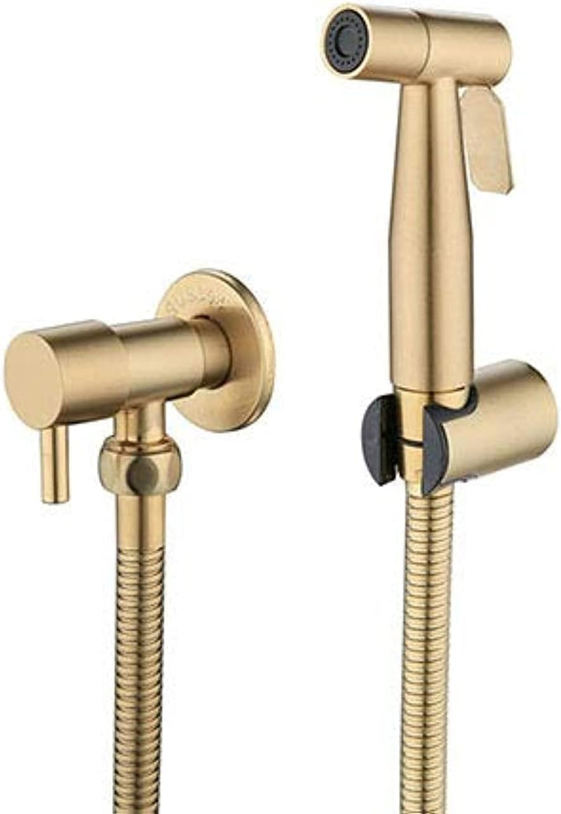 LOSCHEN LOSCHEN 1/2NPT Stainless Steel Bidet Sprayer kit for Toilet,Hand Held Sprayer Shattaf Toilet Attachment for Pet Bath/Personal Hygiene/Bathroom/Closestool,Easy to Install (Brushed Gold)