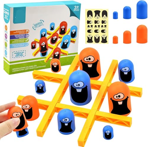 Elvyagod Big Eat Small Tic Tac Toe Game Set, 2 Players Tic Tac Toe Big Eat Small Game Parent-Child Interactive, Blue Orange Gobblet Gobblers Board Game, Family Games to Play and a Classic Game