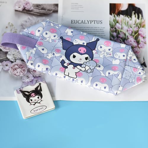 ENENSET Kumi Travel Cosmetic Bag, Large Capacity Cartoon Cosmetic Pouch Makeup Bag with Zipper, PU Travel Toiletry Bag Makeup Accessories Organizer