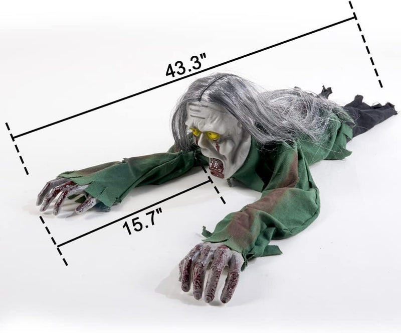 Halloween Scary Yard Decorations - Long Hair Glow Crawling Ghost With Horror Sound and Glowing Eyes, Outdoor Bar Haunted House Party Props (A) - A