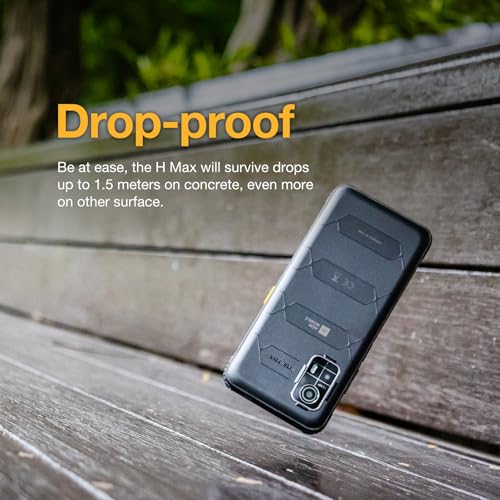 AGM H MAX Rugged Smartphone Unlocked, 4G Outdoor Phone with 10000mAh Battery, Android 14, 4GB+128GB, 6.56” HD+ Display, IP68/IP69K, Face ID, Dual SIM, NFC (AE version)