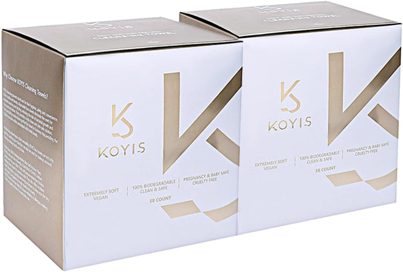 KOYIS Disposable Face Towels, Plant long fiber cleansing face towel for sensitive skin, Lint- free Facial Towels for Cleansing, Skincare and Makeup Remover, Dry Wipes (2 Pack)