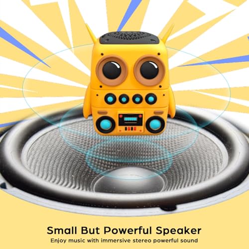 Cartoon Mini Bluetooth Speaker, Small Bluetooth 5.0 Speaker IP65 Wireless Bluetooth Mini Speaker Cute Robot Portable Wireless Speaker Miniature Wireless Robot Speaker for Home Camping Beach Outdoor