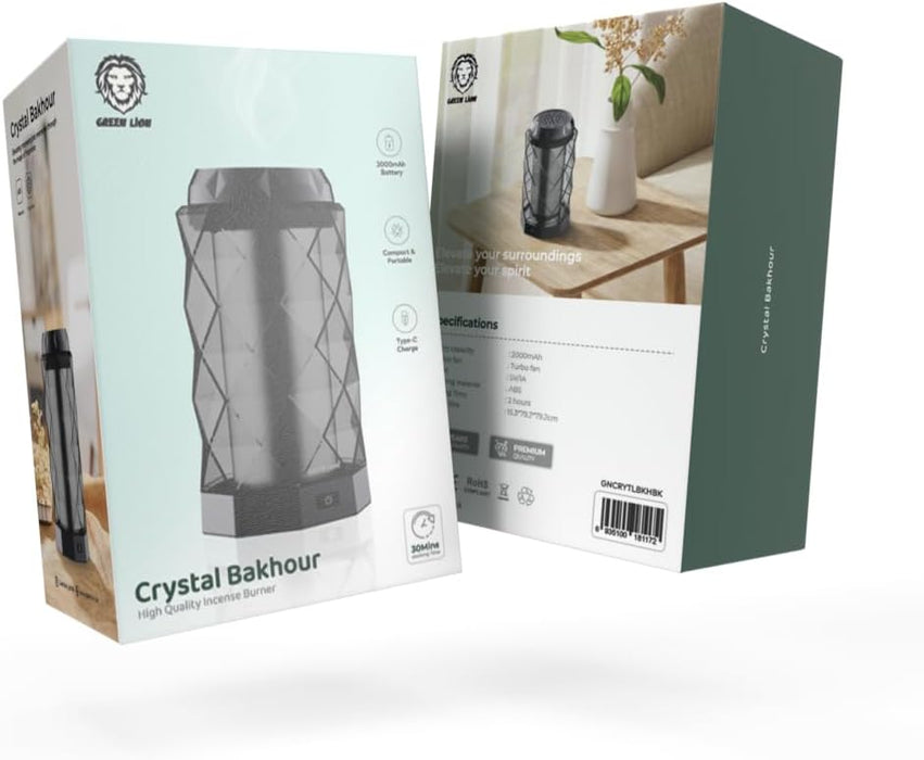 Green Lion Smart Bakhour Rechargeable Electric Car Incense Burner, USB-C Portable Mini Burner, Aluminum Alloy Design, Strong Power for Fast Burning, Long-Lasting Fragrance - Green