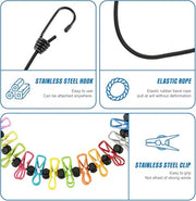 Retractable Portable Clothesline for Travel,Clothing line with 12 Clothes Clips, for Indoor and Outdoor Laundry Drying line,Outdoor Camping Accessories