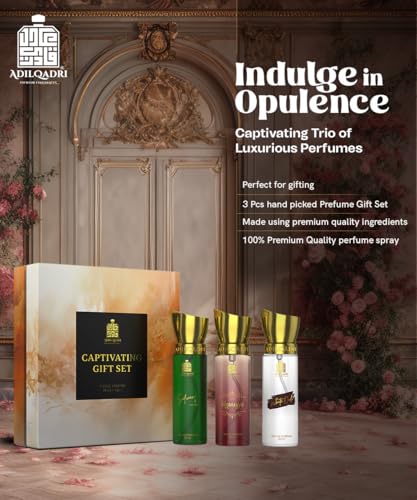 Adilqadri Captivating Trio Luxury Perfume Gift Set (3 x 20ml) | With Shanaya, White Oud, Safwan Perfume, Unisex Strong Woody, Fruity, Amber Long Lasting EDP Fragrance Set