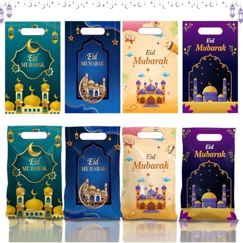 50 Pcs Halloween Treat Bags with Handles Halloween Goodie Bags for Kids,Trick or Treat Candy Gift Bags,Plastic Tote Goody Bags for Party Favors Supplies - Multicolor-B 16.5*26.5-50pcs