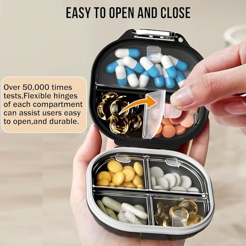 Travel Pill Organizer, 2 Pack Portable Pill Box 7 Day Small Pill Case Moisture Proof Daily Medicine Vitamin Container for Vitamins, Supplements Medication Tracker Travel Essentials (Small+ Large)