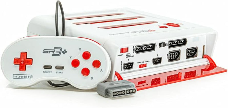 Geek Theory Retro-Bit Super Retro Trio HD Plus 720P 3 in 1 Console System - HDMI Port - for Original NES/SNES, Super Nintendo and Sega Genesis Games - Red/White