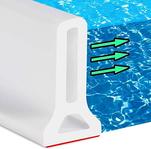 Gluckluz Shower Threshold Water Barrier 2M Shower Stopper Self-Adhesive Bathroom Water Dam Collapsible Silicone Water Retaining Strip Water Splash Guard Retention System for Kitchen Countertop Sink