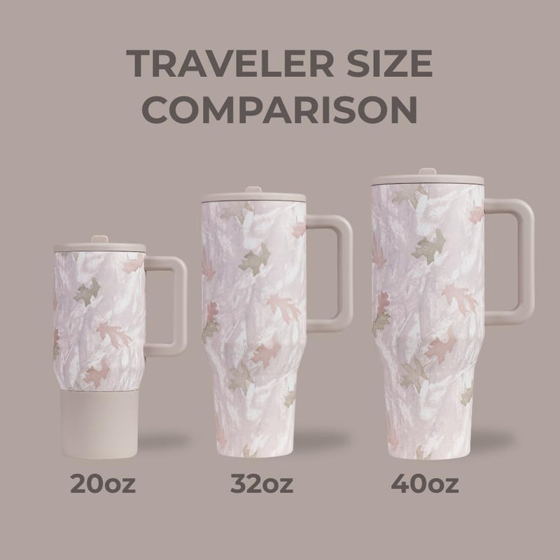 HydroJug Traveler - Modern 40 oz Tumbler with Handle & Simple Flip Straw - Car Cup Holder Friendly, Leak Resistant Water Bottle-Reusable Insulated Stainless Steel & Rubber Base - Gifts for Women & Men