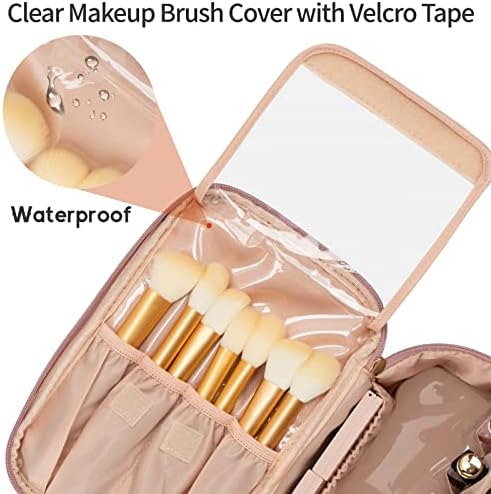 OCHEAL Makeup Bag, Portable Cosmetic Bag, Large Capacity Travel Makeup Case Organizer, Black Makeup Bags For Women Toiletry Bag for Girls Traveling With Handle and Divider