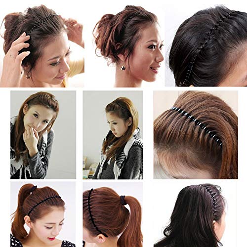 Timoo 5 PCS Metal Spring Wavy Hairband Hair Hoop, Simple Fashionable Headband Headwear Accessories for Men, Women, Black