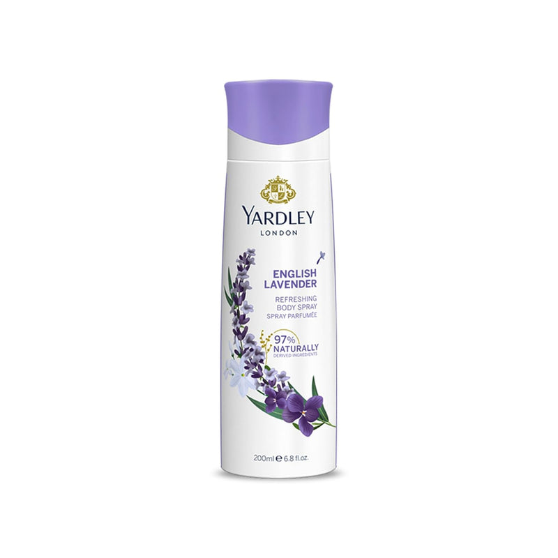 Yardley London English Lavender Body Spray For Women - 200ml Floral Aromatic Freshness - Relaxing & Calming Scent