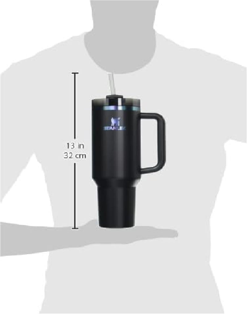 Original Quencher H2.0 Tumbler with Handle & Straw 40 oz | Twist On 3-Way Lid | Cupholder Compatible for Travel | Insulated Stainless Steel Cup | BPA-Free | Black