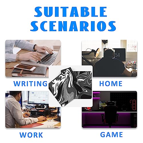 Desk Mat, Abstract Black White Ink Liquid Waves Extended Gaming Mouse Pad Large, 31.5"x11.8" Big Mouse Pad with Non-Slip Base and Stitched Edge, Long Computer Keyboard Mouse Mat for Home Office Work