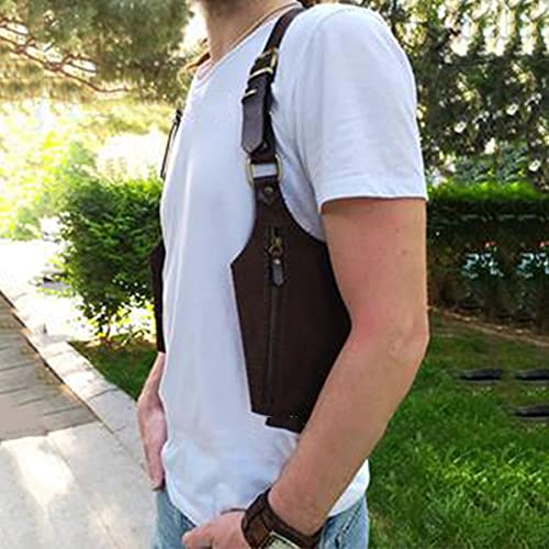 Gogh Men's Retro Strap Hidden Underarm Shoulder Bag Adjustable PU Leather Double Shoulder Pouch Armpit Bag Holster Bag Anti-Theft Wallet Outdoors Mobile Phone Holster Bag,Black