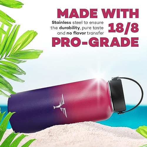 32OZ Insulated Water Bottle Double Wall 18/8 Stainless Steel Water Bottle With Straw Water Bottle For Kids School Sports Water Bottle 1l Thermos Flask Hot Water Bottles For Gym Bottle