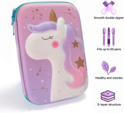 Unicorn Pencil Case for Girls, 3D EVA Large Capacity Pen Holder, 3 Compartment Kids School Supply Organizer, Cute Cartoon Stationery Pouch & Marker Bag, Ideal Birthday Gift for Kids