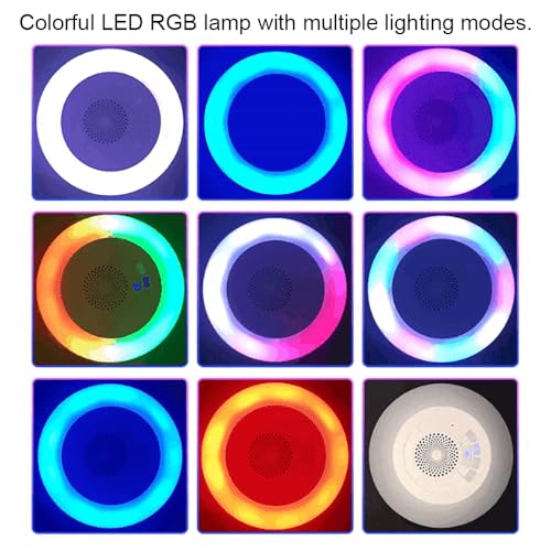 Vessena Bluetooth Speakers with Colorful Lights - Portable Pool Speaker IPX7 Waterproof Floating with 8 Modes - Built-in Mic HD Stereo Sound Hands-Free Wireless Hot Tub Speaker for Shower Outdoor