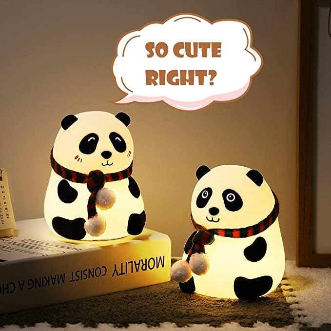 Desidiya Panda Touch Silicone Lamp - Multicolor Rechargeable Night Light for Kids, Birthday Gift for Girls and Boys - Close Eye