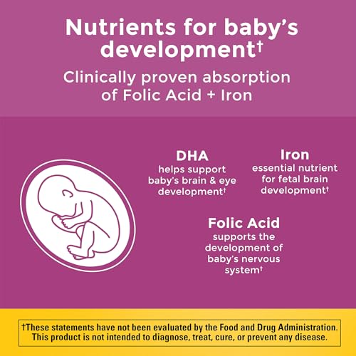 Nature Made Prenatal with Folic Acid + DHA, Dietary Supplement for Daily Nutritional Support, 110 Softgels, 110 Day Supply