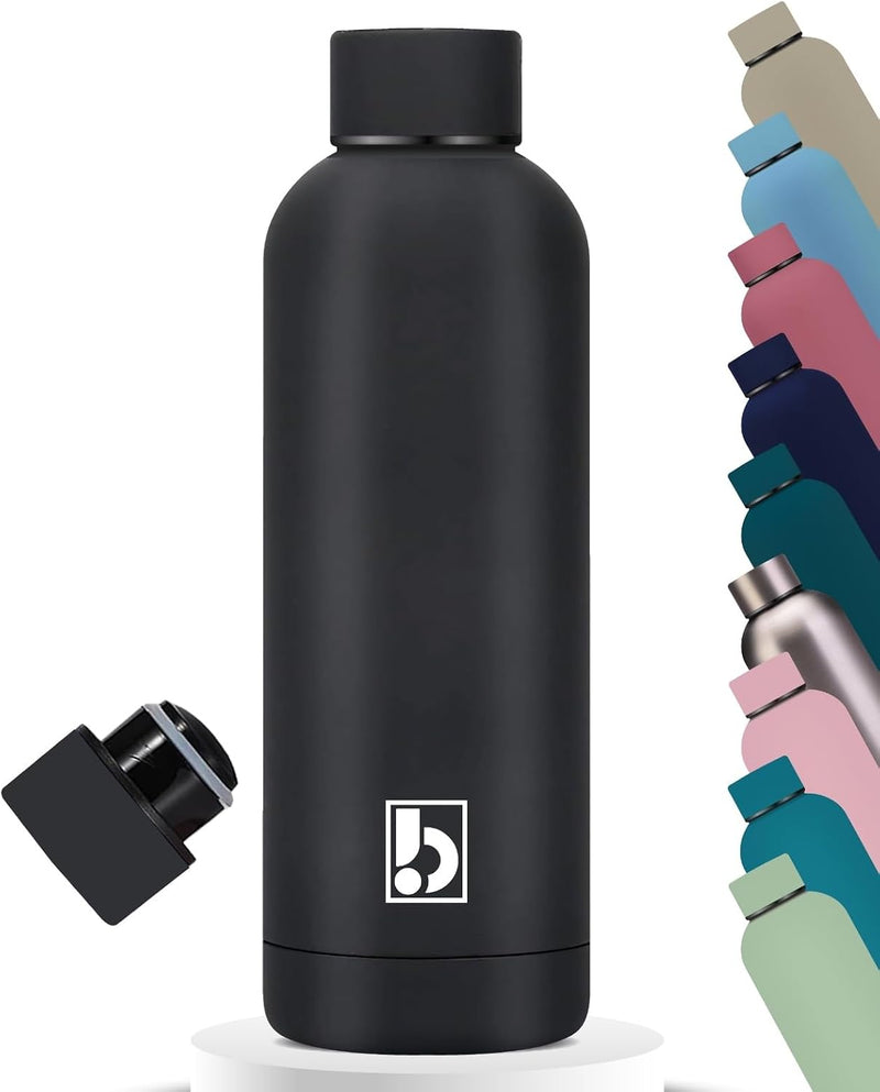 Water Bottle Stainless Steel, Drinking Thermos Double Wall Insulated Water Bottles for Hot and Cold Water Kids School Hydro Flask Water Bottle for Gym Office Water Bottle (BEIGE 750ML) - BLACK 750ML