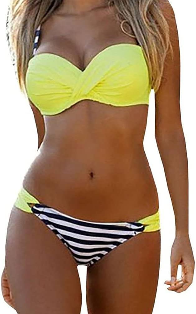 Lukitty Women's Push Up Two Piece Bikinis Swimsuits Padded Bathing Suit Swimwear