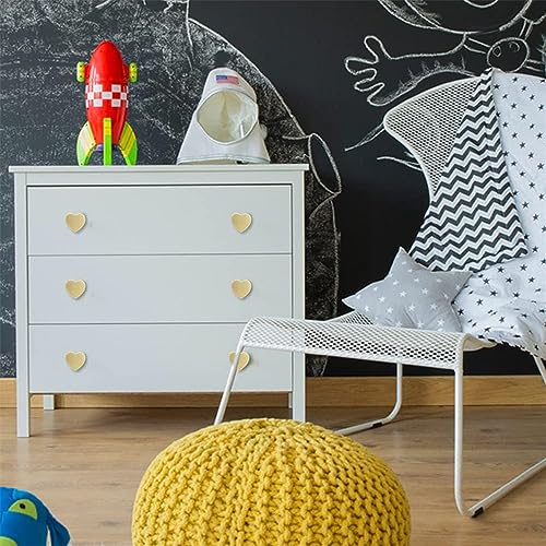 Azonee Heart Shape Brass Drawer Knobs, Zinc Alloy Cabinet Pulls for Kitchen, Bathroom & Closet, Modern 6 pcs Hardware Set