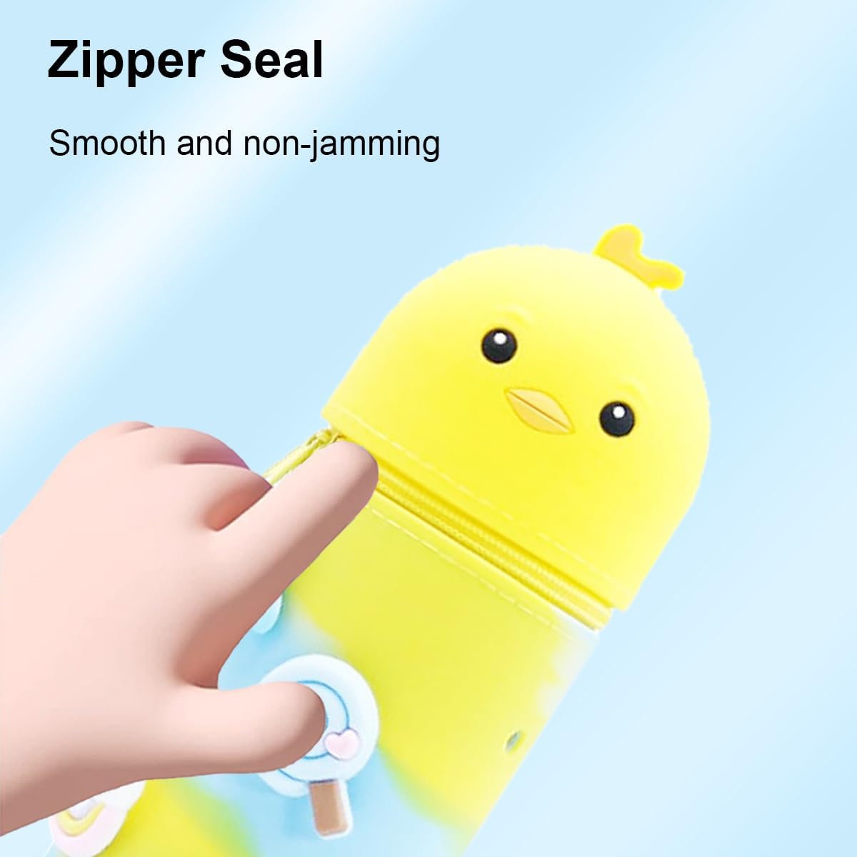 Pencil Case Girls Zip Stand Pencil Case Girls Silicone Soft Kawaii Table Pen Holder School Pencil Case Shake Pen – image 6