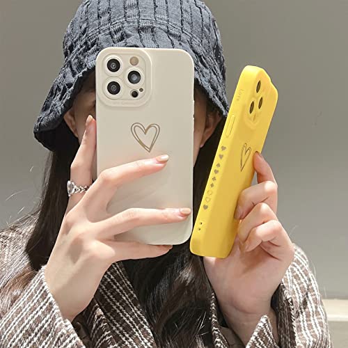 T Tersely Compatible with iPhone 13 Pro Max Case Luxury Gold Heart Pattern Soft Liquid Silicone Shockproof Case for Women Girls Side Cute Plated Heart Pattern Slim Phone Case (Wine Red)