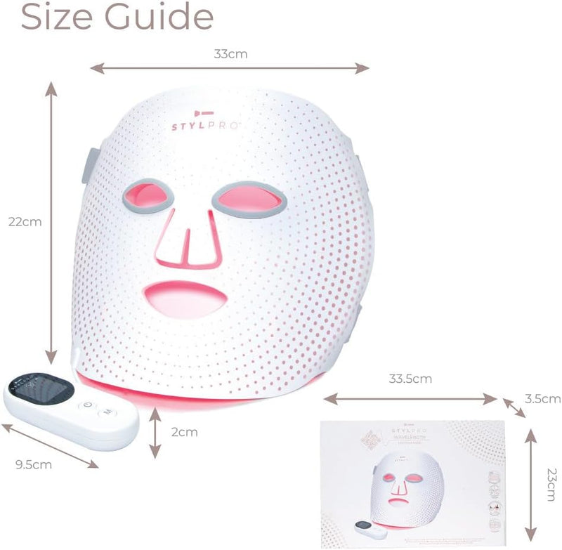 stylPro Wavelength LED Face Mask - Multi-Mode Skincare with Red, Blue, Near-Infrared Light for Wrinkles, Blemishes - Flexible, Rechargeable, User-Friendly, Designed in UK, Professional-Grade