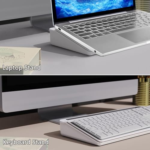Angju Desktop Glass Whiteboard with Calculator, Organizer, Markers, Eraser, Holder - Small Dry Erase White Board Computer Pad Keyboard Stand for Home, School, Office Desk Cubicle Accessories