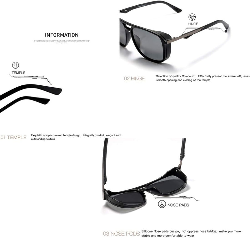 Kimorn Polarized Sunglasses For Men Square Frame Unisex Outdoor Sports Goggle Classic K0623