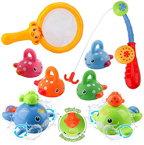 Mumoo Bear Baby Bath Toys, Mold Free Fishing Toys Set With Wind Up Bath Toys For Fishing Game For Babies 14 Months At Bathtub, Pool, 8 Shower Toys Set