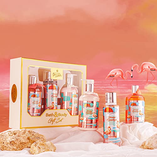 Estiara Passion Orange Flamingo Bath & Body 3 Piece Gift Set for Unisex - Orange Flamingo Body Lotion 350ML - Orange Flamingo Shower Gel 350ML - Orange Flamingo French Fragrance Mist 250ML - Giftset