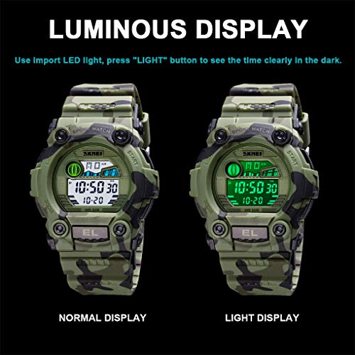 CakCity Boys Camouflage LED Sports Kids Watch Waterproof Digital Electronic Military Wrist Watches for Kid with Luminous Alarm Stopwatch Child Watches Ages 3-10