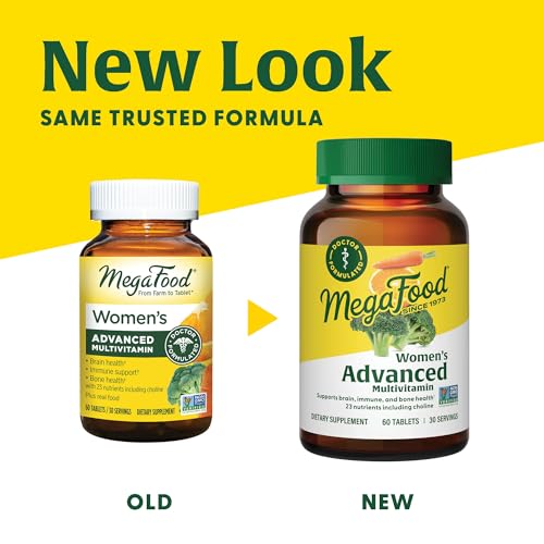 MegaFood Women's Multivitamin - Multivitamin Supplement with Iron, Biotin, Zinc, and Vitamins C, D3, B12, E, and More - Gluten-Free, Vegetarian & Made without Dairy & Soy - 60 Tabs (30 Servings)