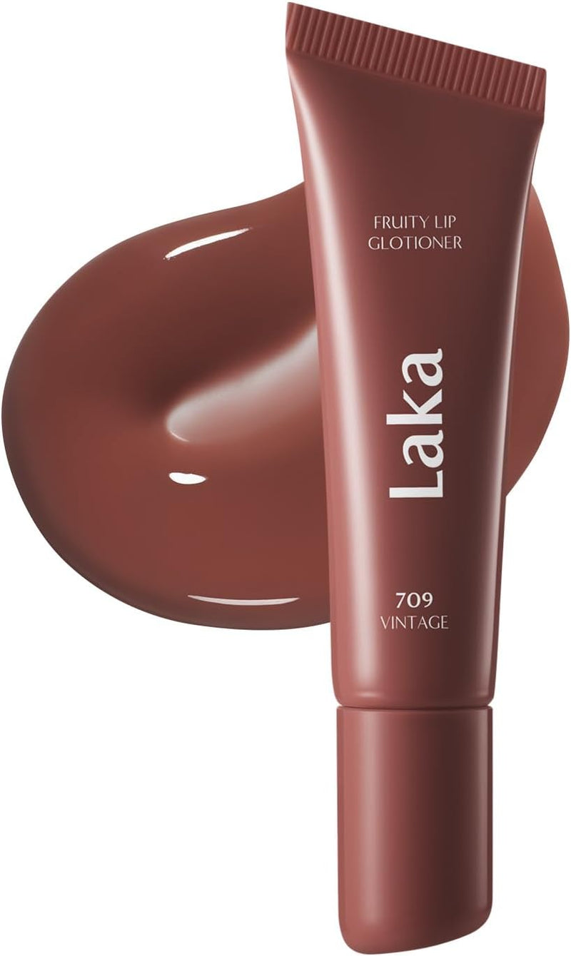 Fruity Lip Glotioner, 10ml/0.33 fl.oz, Lip Gloss with High Shine Vivid Colors, Jelly tip for Hygienic & Easy Application, Plumping Conditioner, Vegan, K-Beauty (705 Toasty) - #709 Vintage