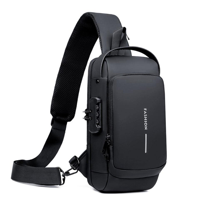 ZYING Anti theft Crossbody Sling Bag, 9.7 iPad, Black, 13 in x 7.1 in x 3.5 in