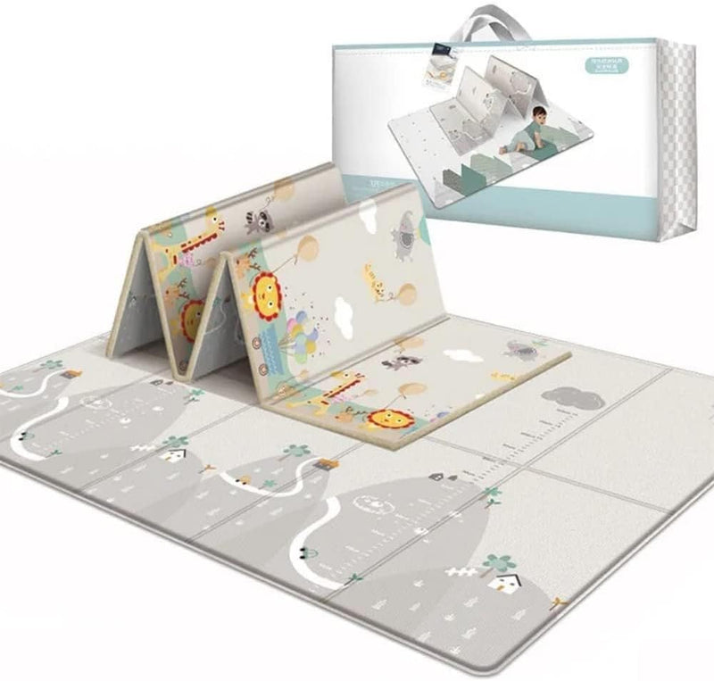 Beauenty Baby Play Mat, 200 180 1CM Waterproof Non-Slip Large Reversible Playmat Crawling Mat, Extra Thick Soft Baby Playmats for Playing or Camping Mat Bedroom Living Room Plush Carpet Area (B)