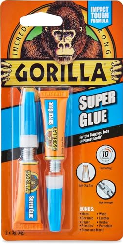 Gorilla Super Glue, Clear , 3g tube 2 pack ,7800101